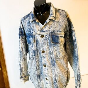 JETT PARIS Vintage Acid Wash Denim Jacket | 1980s Oversized | Size L